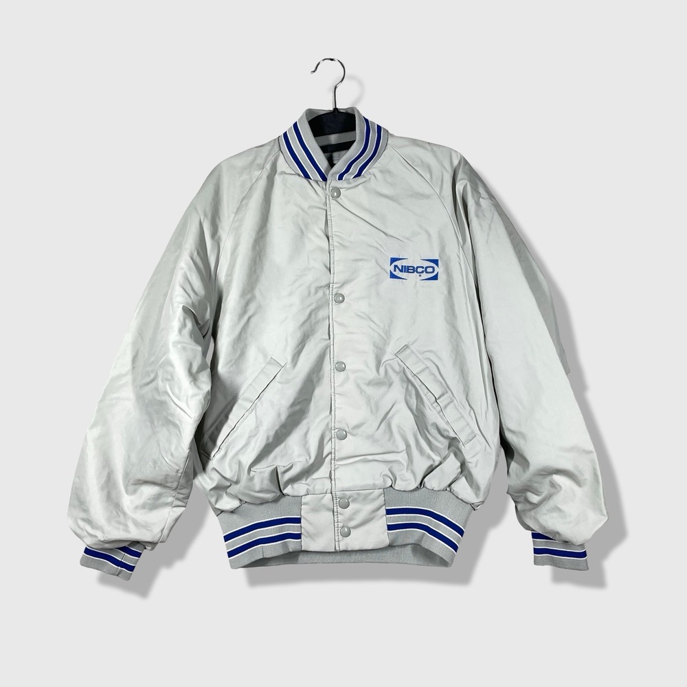 Dunbrooke Varsity Jacket Mens M Gray NIBCO Corporate Bomber‎ Vintage 80s